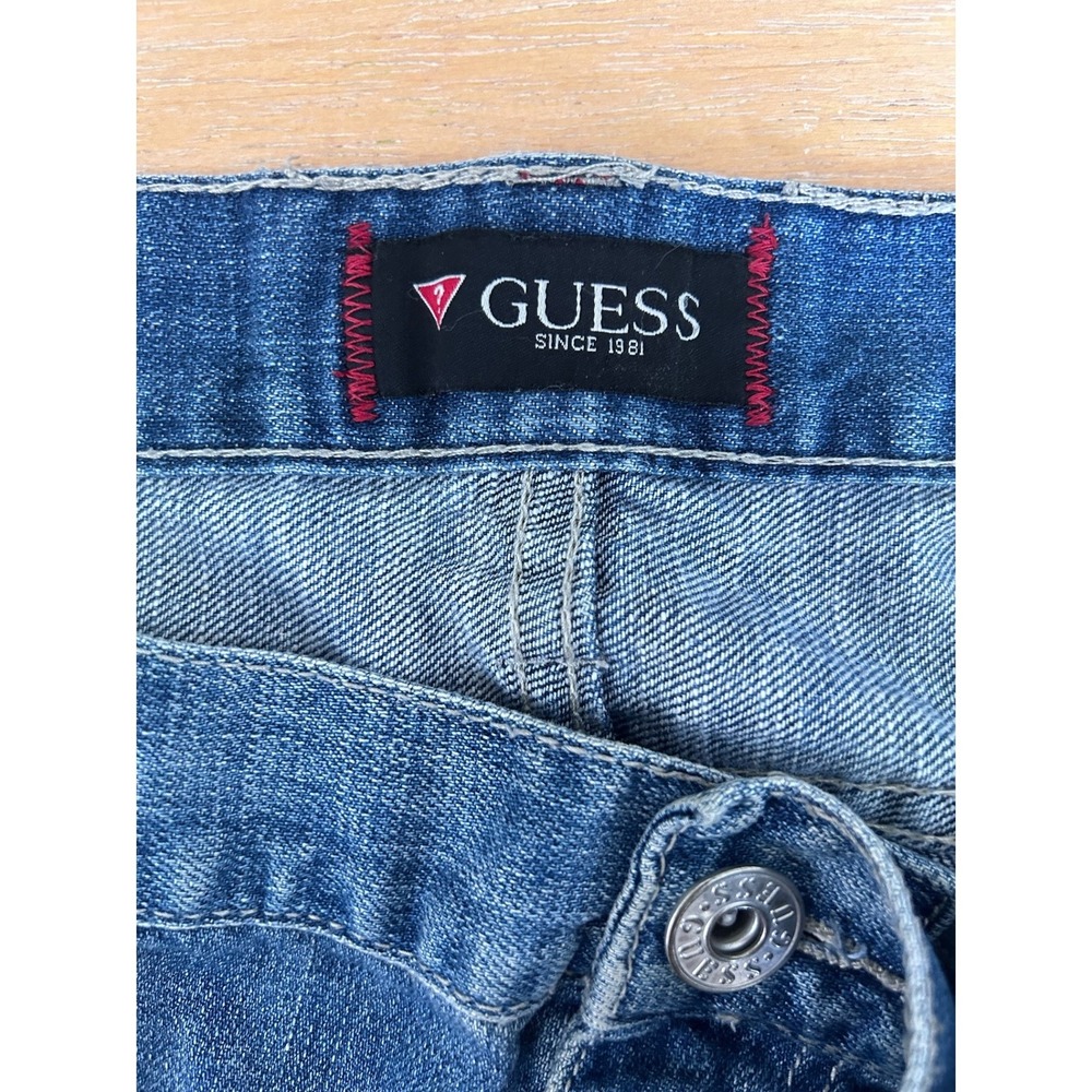 Guess Ultra Slim McCrae Fit Mens Blue Medium Wash Denim Jeans 40x32 VTG Style - Picture 8 of 11